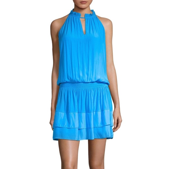 RAMY BROOK NWOT Mackinley Sleeveless Shirred Short Dress in Pool Blue - Picture 1 of 9